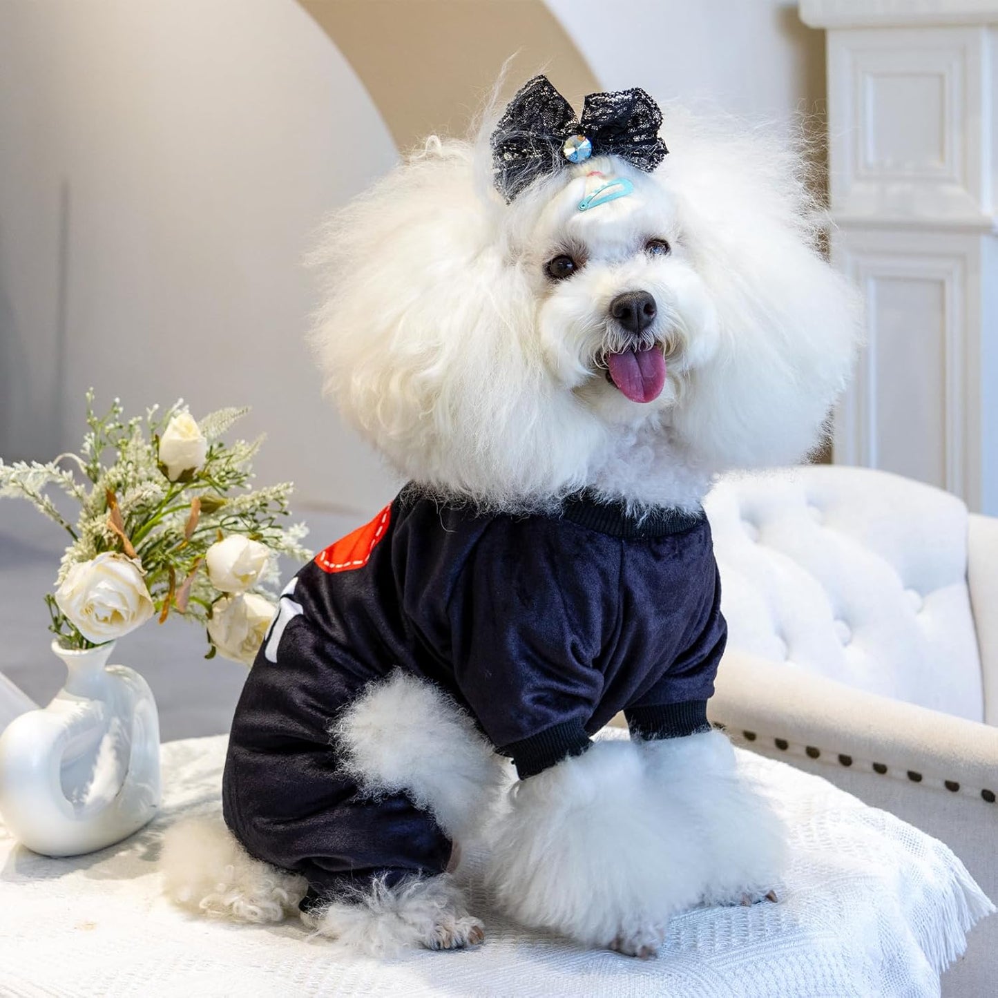 CuteBone Dog Halloween Pajamas Puppy Onesies Small Dogs Soft Pjs Coat Cat Apparel Comfy Pet Christmas Clothes Outfit Doggie Bodysuit P297M