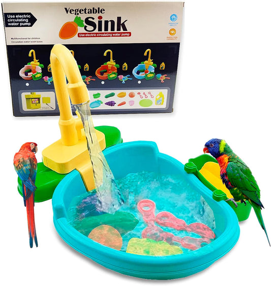 Parrot Shower, Parrot Bird Bathtub, Automatic Bird Bathtub Pet Bath Pool with Faucet, Bird Bathtub Swimming Pool Toy Bath Shower Water Dispense for Ferret, Goldfinch (Green)