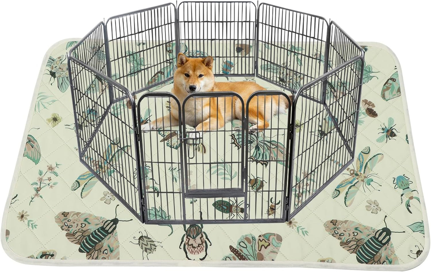 IEUUMLER Washable Pee Pads for Dogs, 1 Pack Insect Pattern Reusable Waterproof Puppy Potty Pads, Non-Slip Absorbent Pet Training Pads for Playpen Crate Bed EU014