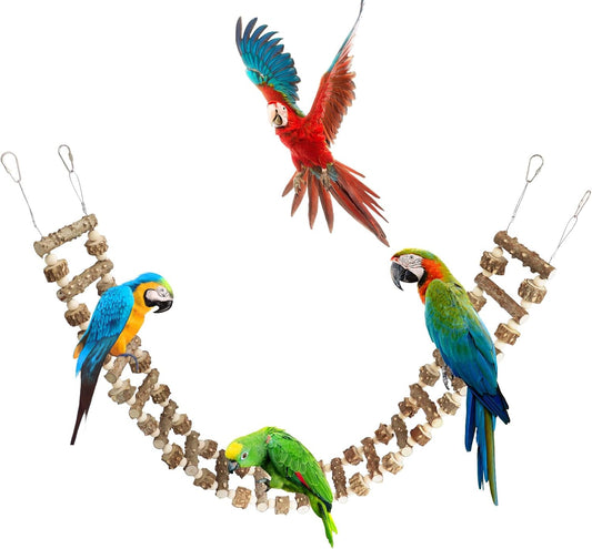 Natural Pepper Wood Hanging Pet Bridge & Swing, Rat & Hamster Climbing Toys, Bird Cage Accessories, Suitable for Parrot, Rat, Squirrel, Sugar Gliders