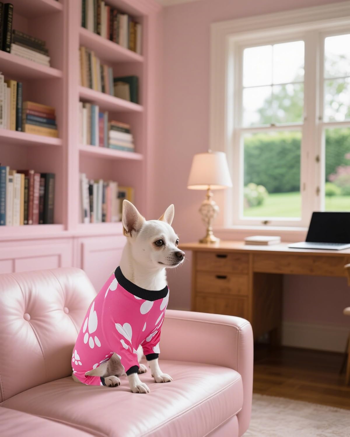 PET SHOW 4 Pack Small Dog Pajamas Girl Doggies Soft Stretchy PJs Paw Floral Jumpsuit Puppy Cats Doughnut Ice Cream Onesies Outfits with Sleeve Pets Breathable Summer Clothes Costume M