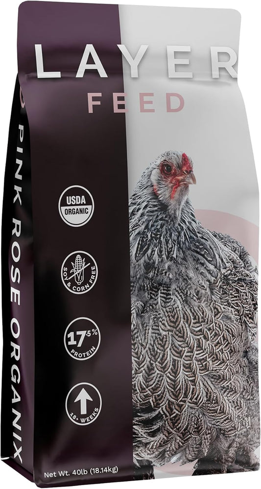 Layer Crumb Feed, 40lbs - Non-GMO, High-Protein Poultry Feed for Healthy Hens & Nutritious Eggs, 17.5% Protein - USDA Certified Organic Blend, Soy & Corn-Free