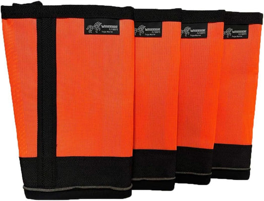 Warrior Fly Boots for Horses - Breathable Mesh Horse Boots for Fly Protection & Leg Comfort - Set of 4 (Trojan Warrior, Neon Orange)