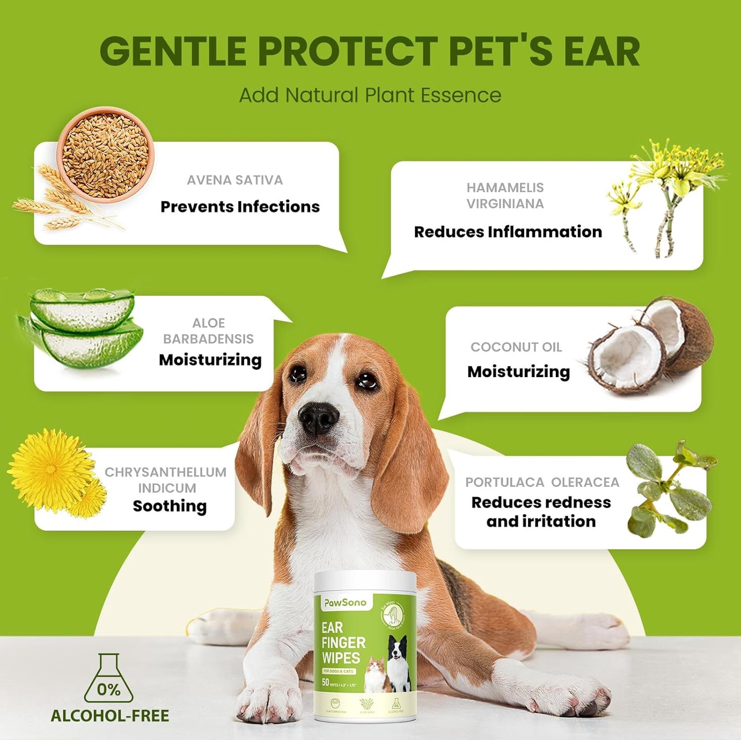 Dog Ear Finger Wipes for Dogs & Cats, 150 Count