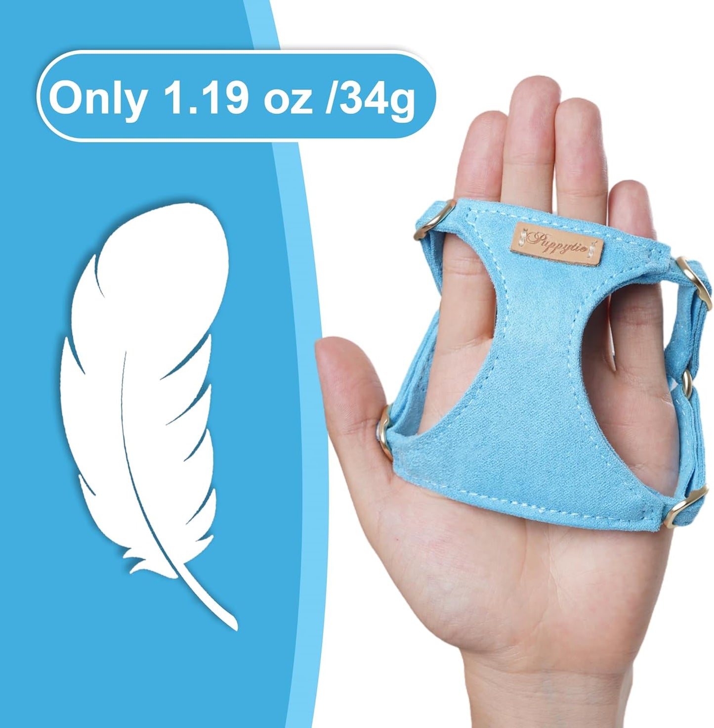 Puppytie No Pull xs Dog Harness with Multifunction Dog Leash,Soft Adjustable No Choke Escape Proof Pet Harness Vest,Ocean Blue,XS