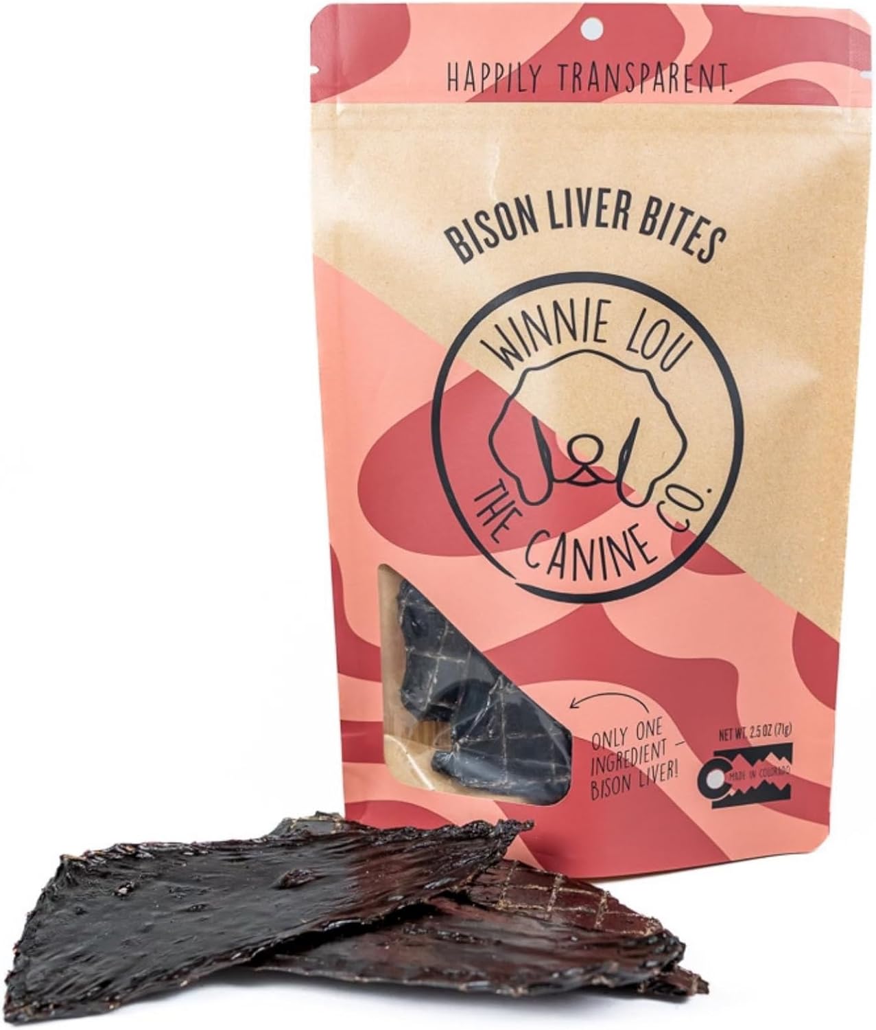 Winnie Lou Bison Liver Bites Dog Treats – Single Ingredient, Human Grade, Limited Ingredient Training Treats for Small, Medium & Large Dogs, Made in USA (1 Pack)
