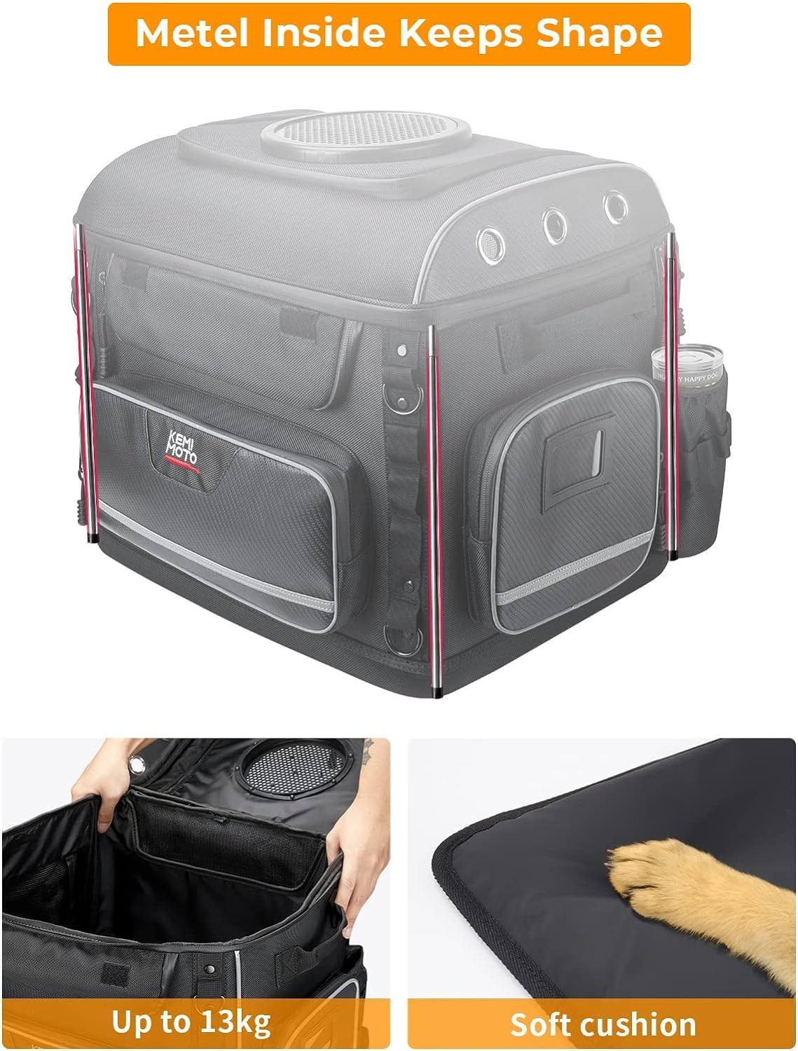 KEMIMOTO Motorcycle Dog/Cat Carrier Bags Pet Voyagers for Street Glide Road King with Passenger Seat Sissy Bar or Luggage Rack Touring Trike Models