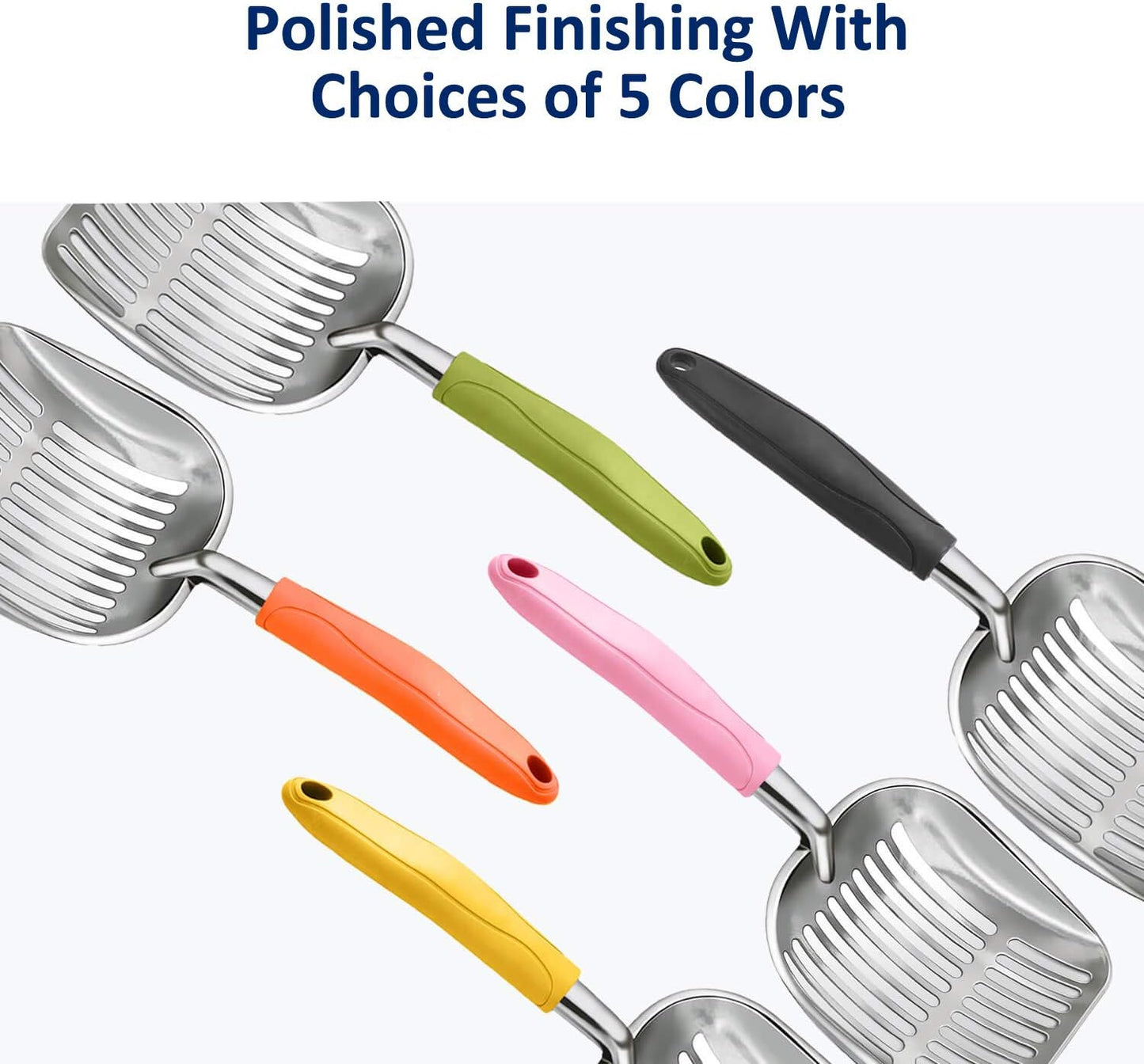 WePet Cat Litter Scoop, Aluminum Alloy Sifter, Kitty Metal Scooper, Deep Shovel, Long Handle, Poop Sifting, Kitten Pooper Lifter, Durable, Heavy Duty, for Litter Box