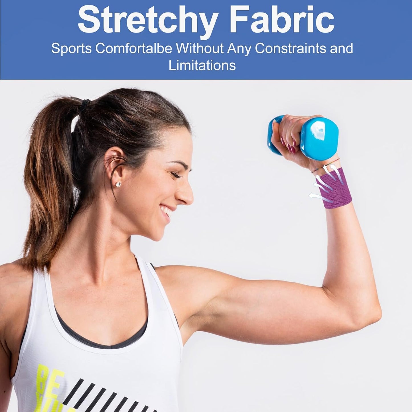 24 Pack 2 Inch x 5 Yards Self Adhesive Bandage Wrap, Elastic Cohesive Wrap 2 inch Vet Wrap Bandage Tape, Purple Grip Tape for Athletic, Sports, First Aid Medical, Wrist, Ankle Sprains