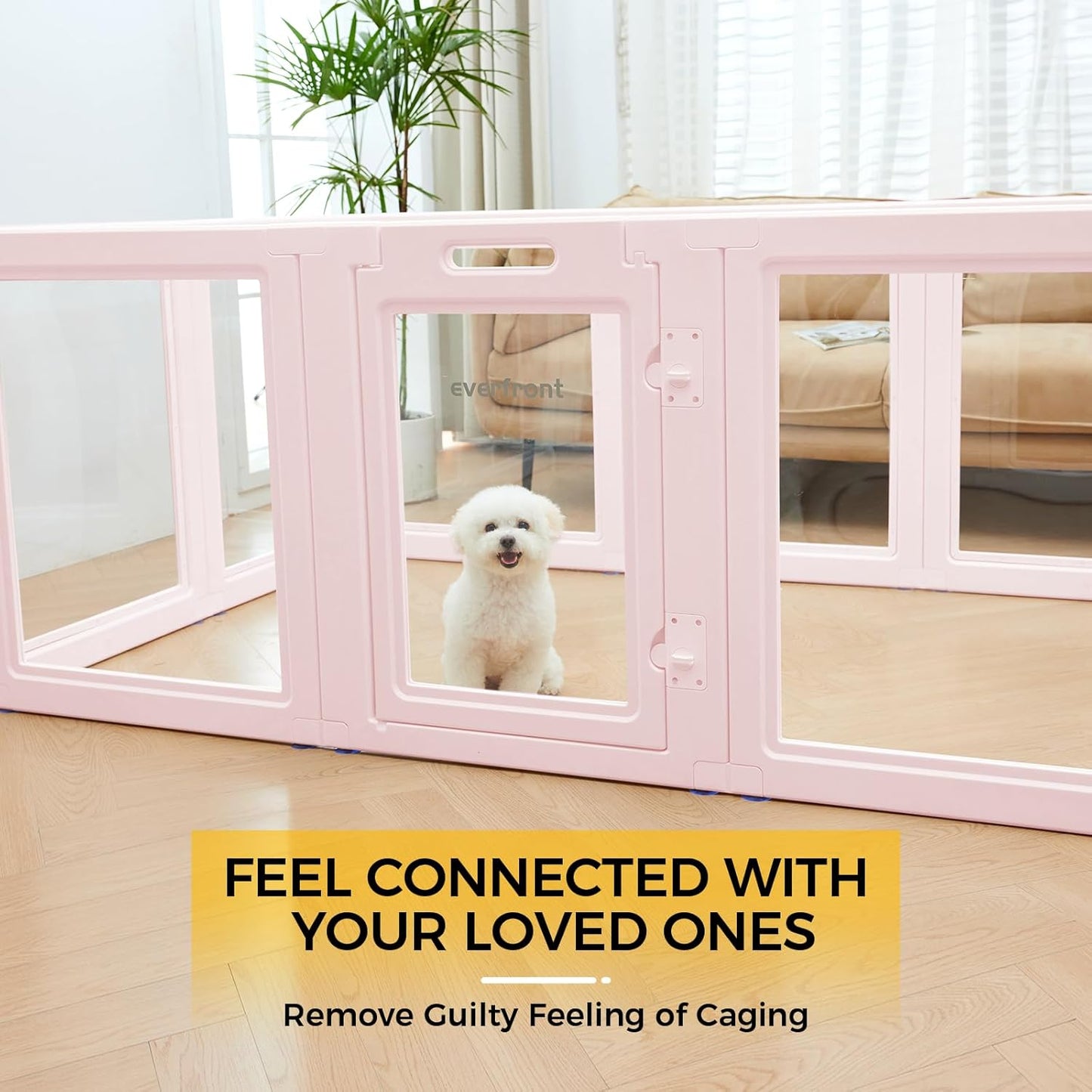 Clear Acrylic Plastic Dog Playpen - Clear Dog Play Pen - Easy Assemble Acrylic Dog Playpen - Puppy Playpen, Cat Playpen, Small Animal Playpen, Dog Play Pen Indoors (Pink-30.3" H, 10PCS)