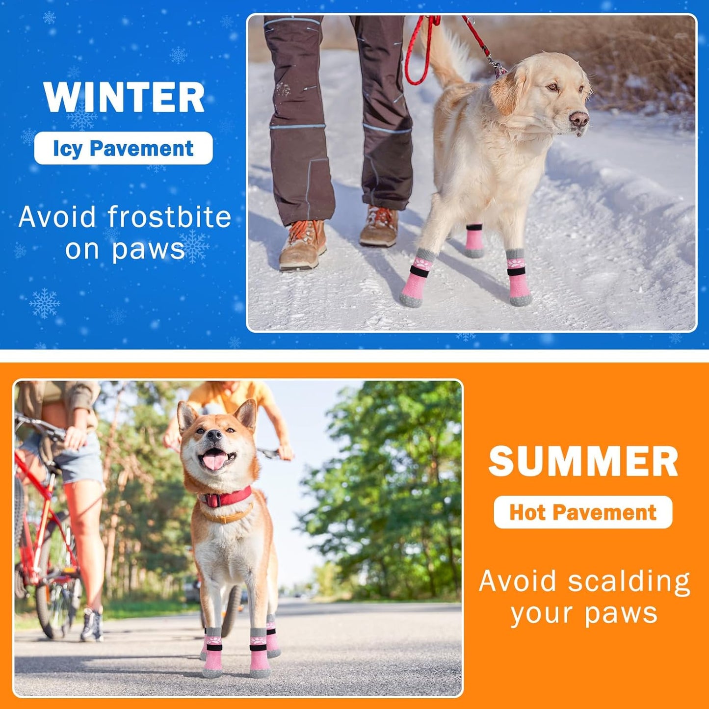 SCENEREAL Anti Slip Dog Sock to Prevent Licking Paws for Hardwood Floors, Boots & Paw Protector Shoes for Hot/Cold Pavement with Grippers, Double Sides Grips for Small Medium Large Senior Dogs, L