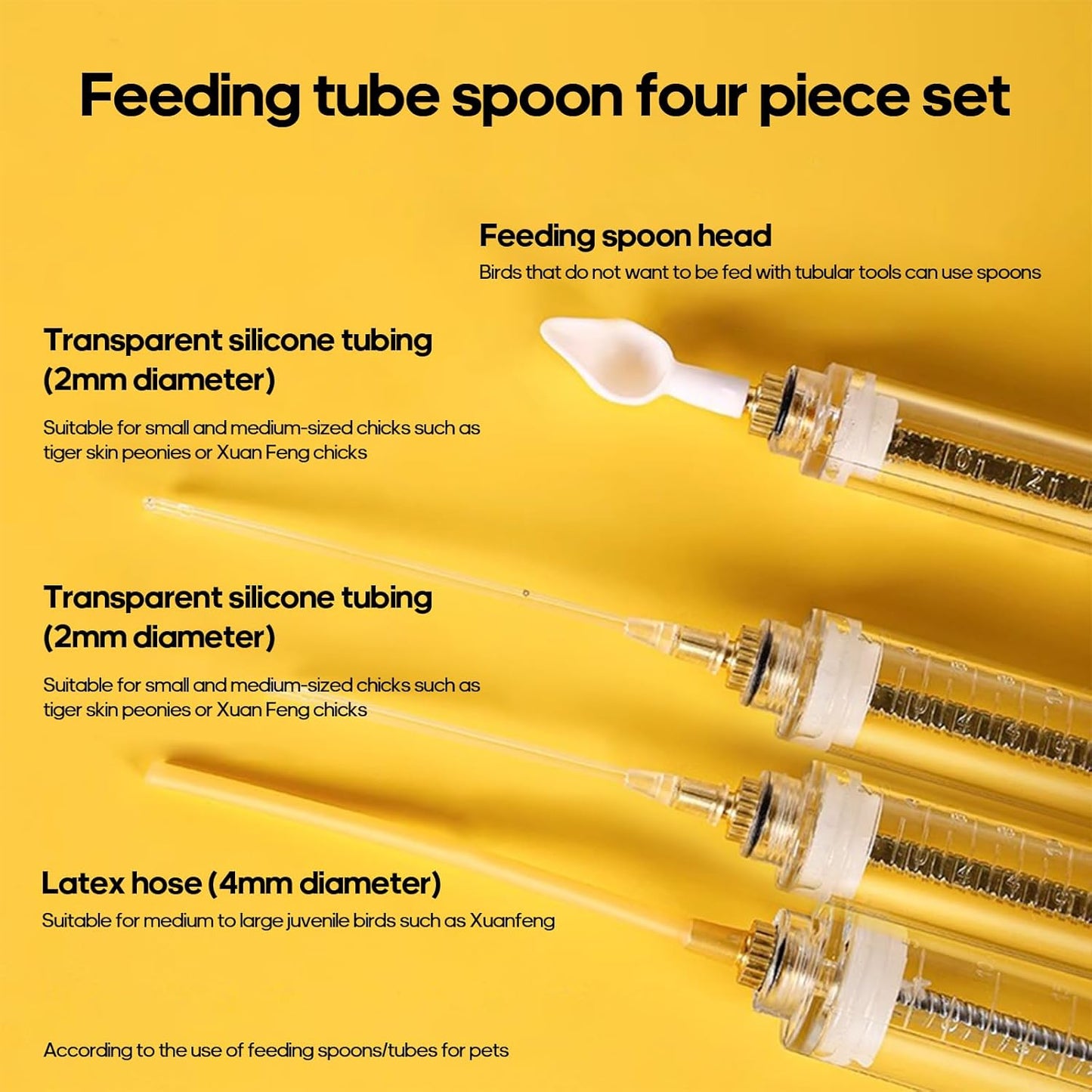 8 Pcs Bird Feeding Syringe Set Feeding Tubes for Baby Birds Parrot Hand Feeding Syringe Pet Syringe Feeding Tube Stainless Steel Metal Feeding Spoon Small Animals (30ml-Set of Eight)