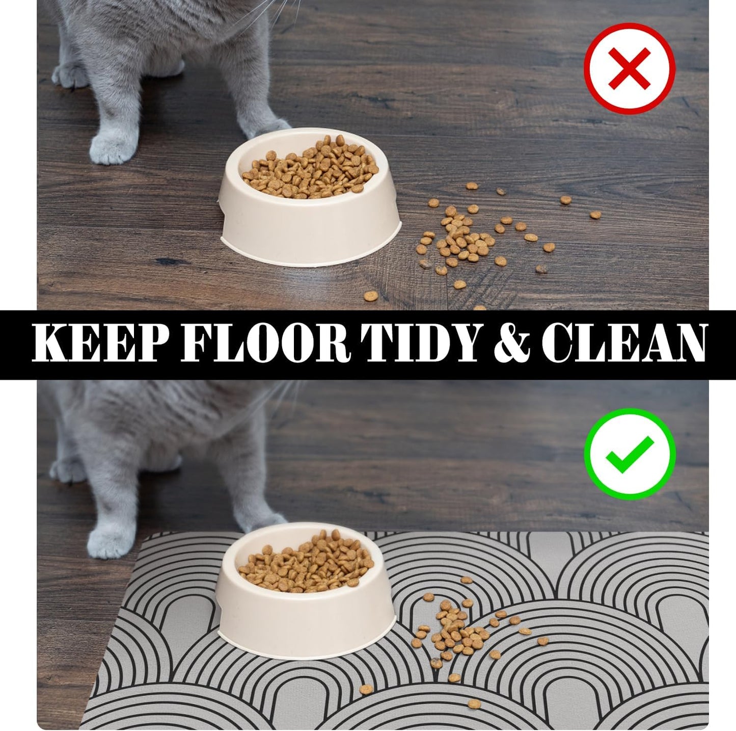Dog Food Mats for Floors Absorbent, Pet Cat Food Mat - Quick Dry Dog Bowl Mats for Food and Water, Eco-Friendly Boho Pet Supplies