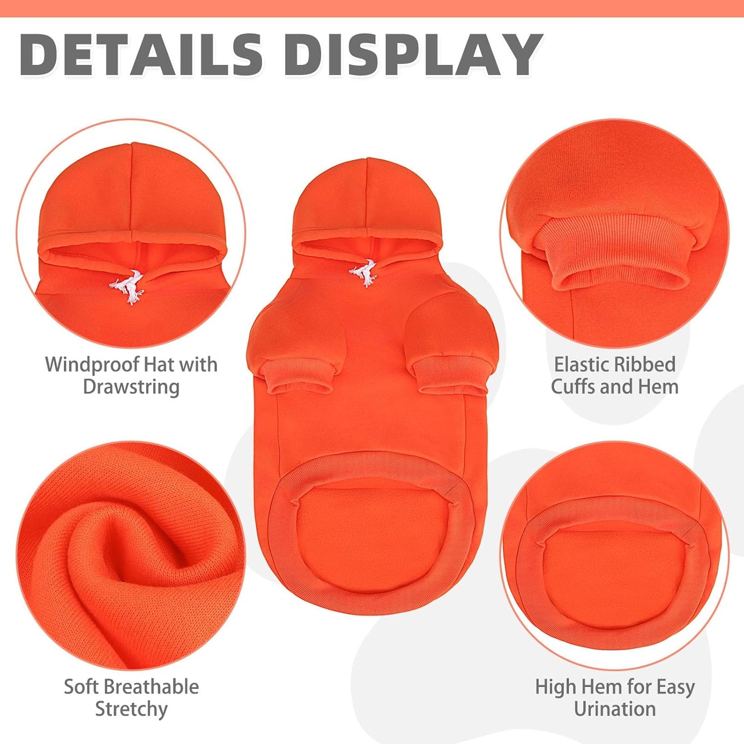 KOOLTAIL Fall Dog Hoodie - Soft & Warm Dog Thanksgiving Sweater with Leash Hole and Pocket, Pet Winter Coat, Cold Weather Clothes Sweatshirt for Small Medium Large Dogs Puppy Cat Boys Girls, Orange XS