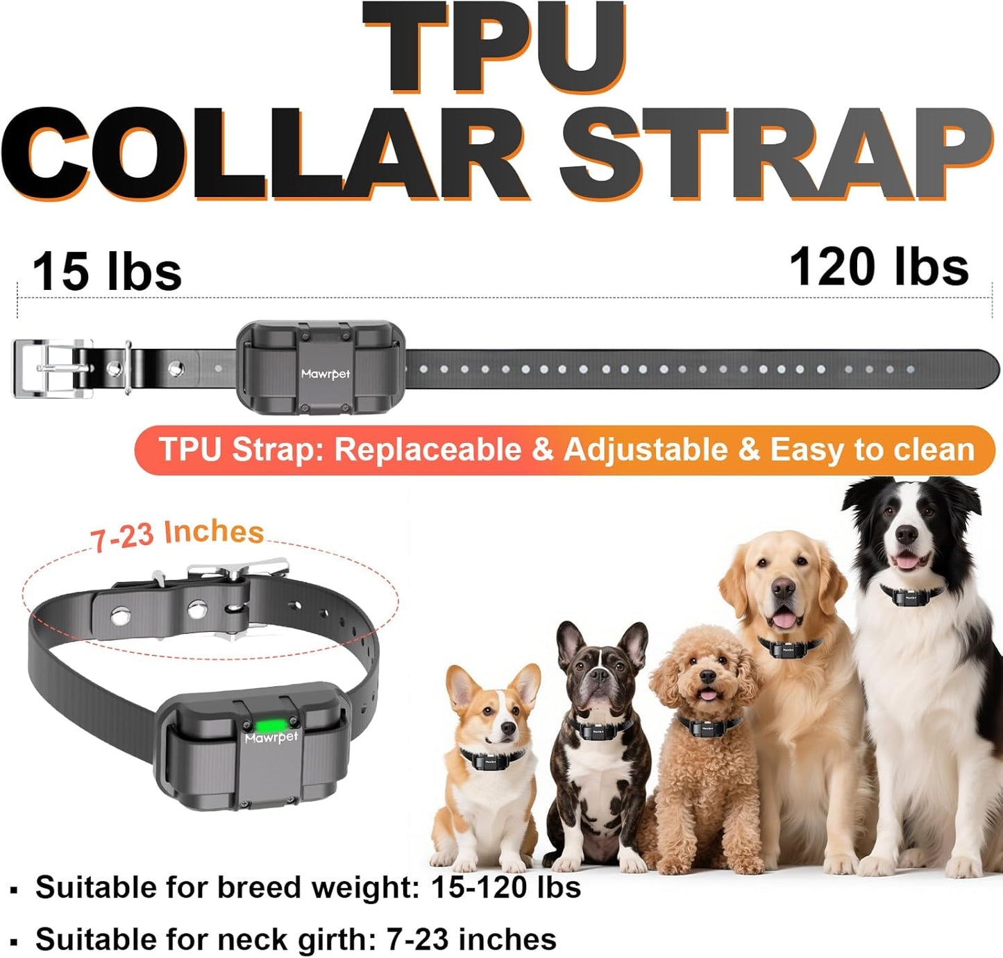 Dog Shock Collar 2 Dogs (15-120lb), 5200FT Range, IPX7 Waterproof, 4 Training Modes, Orange/Black