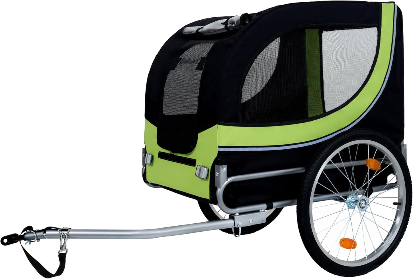 Blue-Grey Large Folding Bike Trailer for Dogs – Heavy-Duty Steel Frame, 66LB Capacity Pet Carrier for All-Terrain Cycling, Jogging & Camping Adventures!