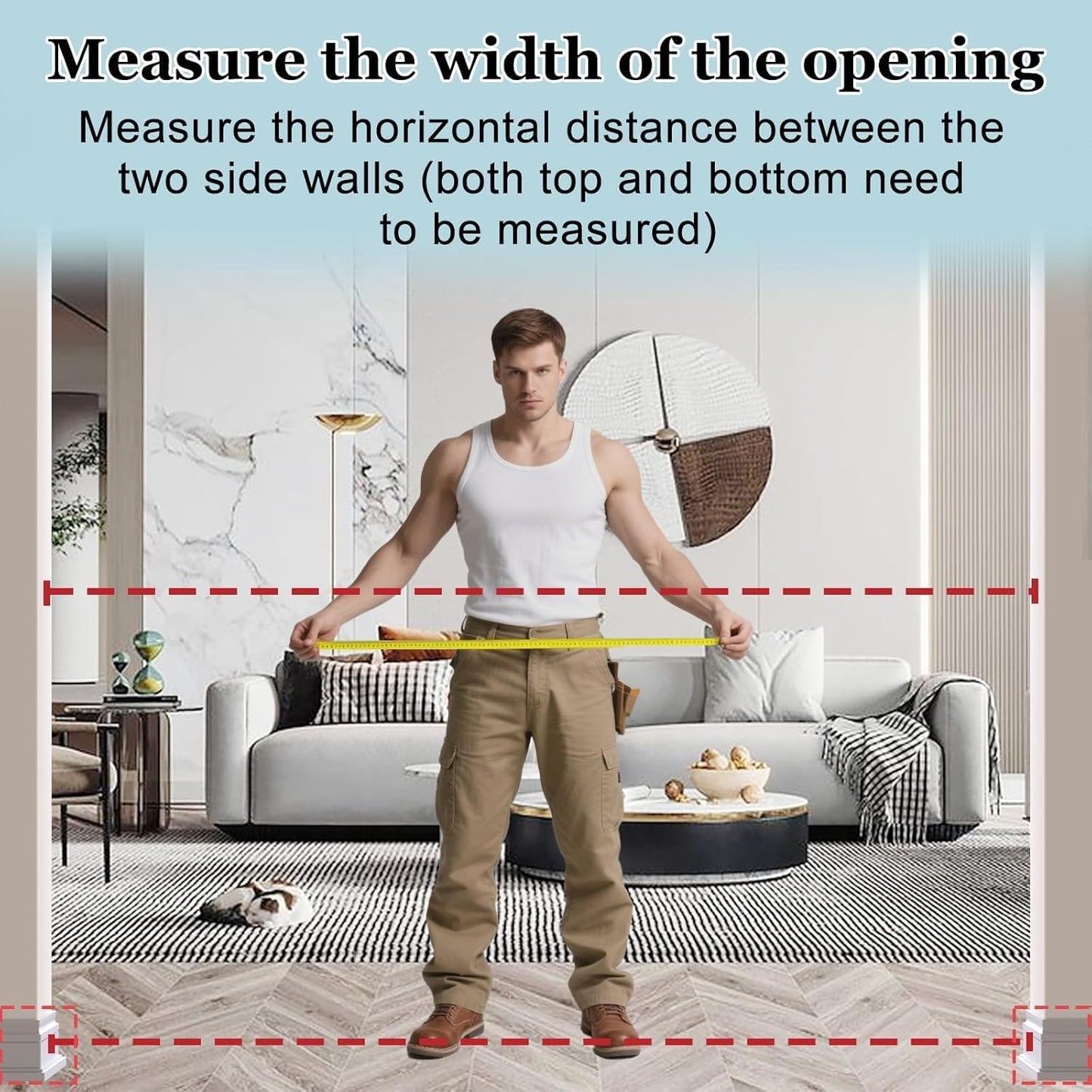 WAOWAO Triple Lock 68.11-75.98" Baby Gate Extra Wide Pressure Mounted Walk Through Swing Auto Close Safety Black Metal Dog Pet Puppy for Stairs,Doorways,Kitchen