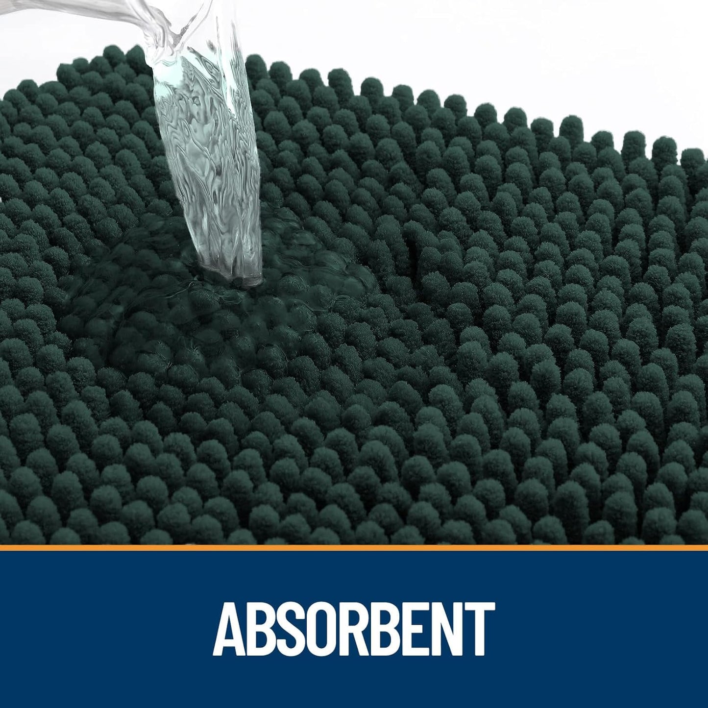 OLANLY Dog Door Mat for Muddy Paws 30x20, Absorbs Moisture and Dirt, Absorbent Non-Slip Washable Doormat, Quick Dry Chenille Mud Mat, Entry Indoor Entryway Carpet for Inside Floor, Blackish Green