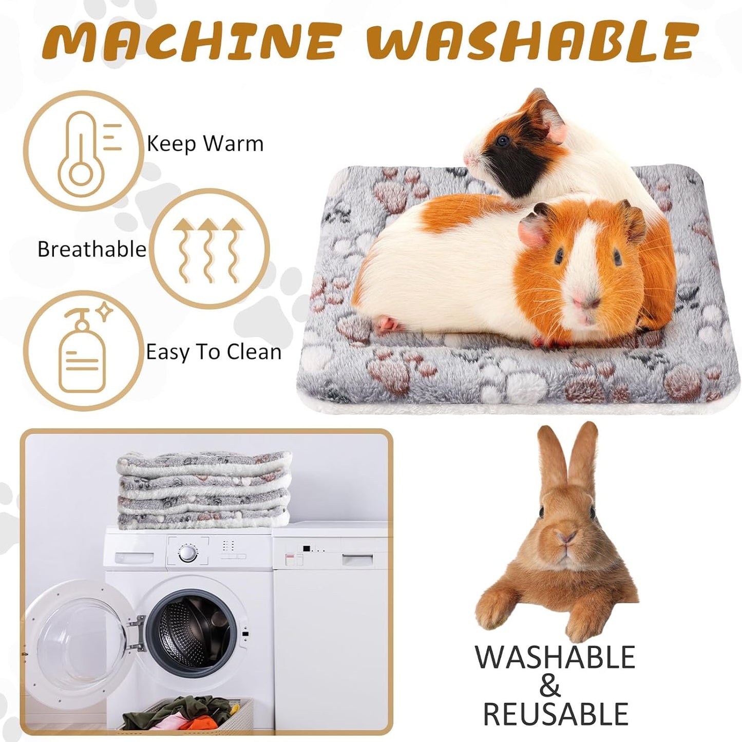 4 Pack Ultra Soft Dog Cat Bed Mat with Cute Prints Reversible Fleece Dog Crate Kennel Pad Cozy Washable Thickened Hamster Guinea Pig Pet Bed Mat for Small Animals(13 x 10 Inches,Light Gray)