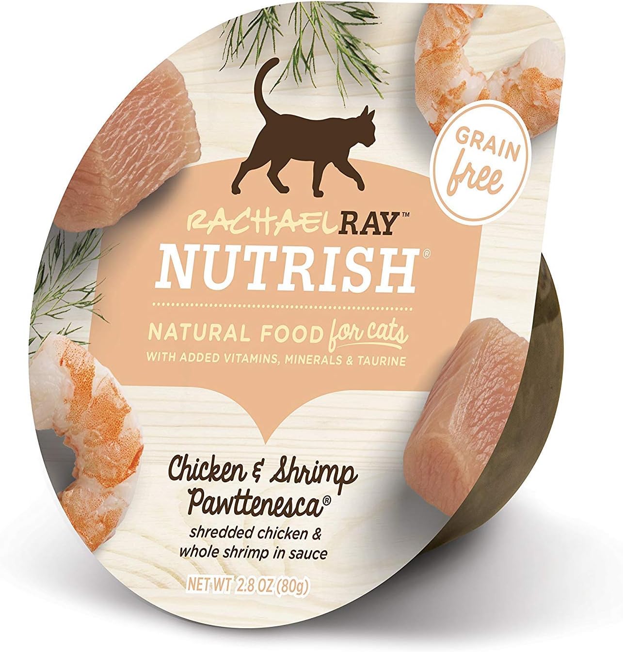 Rachael Ray Nutrish Natural Wet Cat Food, Chicken & Shrimp Pawttenesca Recipe, 2.8 Ounce Cup (Pack of 12), Grain Free (6303370281)