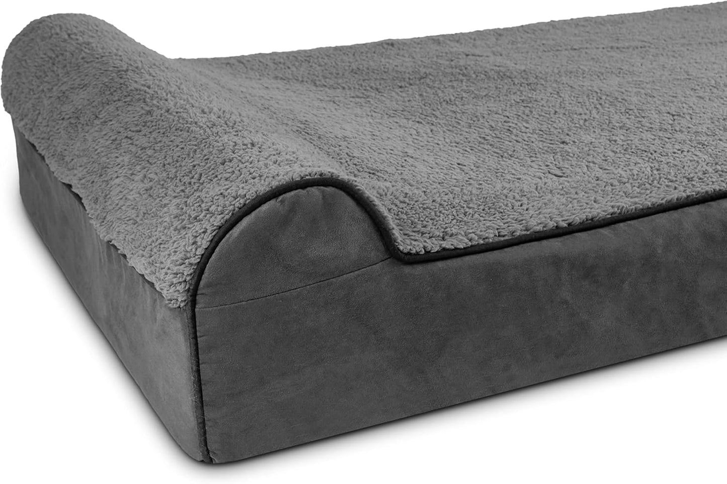 The Dog’s Bed Orthopedic Headrest Dog Bed XXL Grey Plush 54x36, Memory Foam, Pain Relief for Arthritis, Hip & Elbow Dysplasia, Post Surgery, Lameness, Veterinary Approved, Waterproof Washable Cover