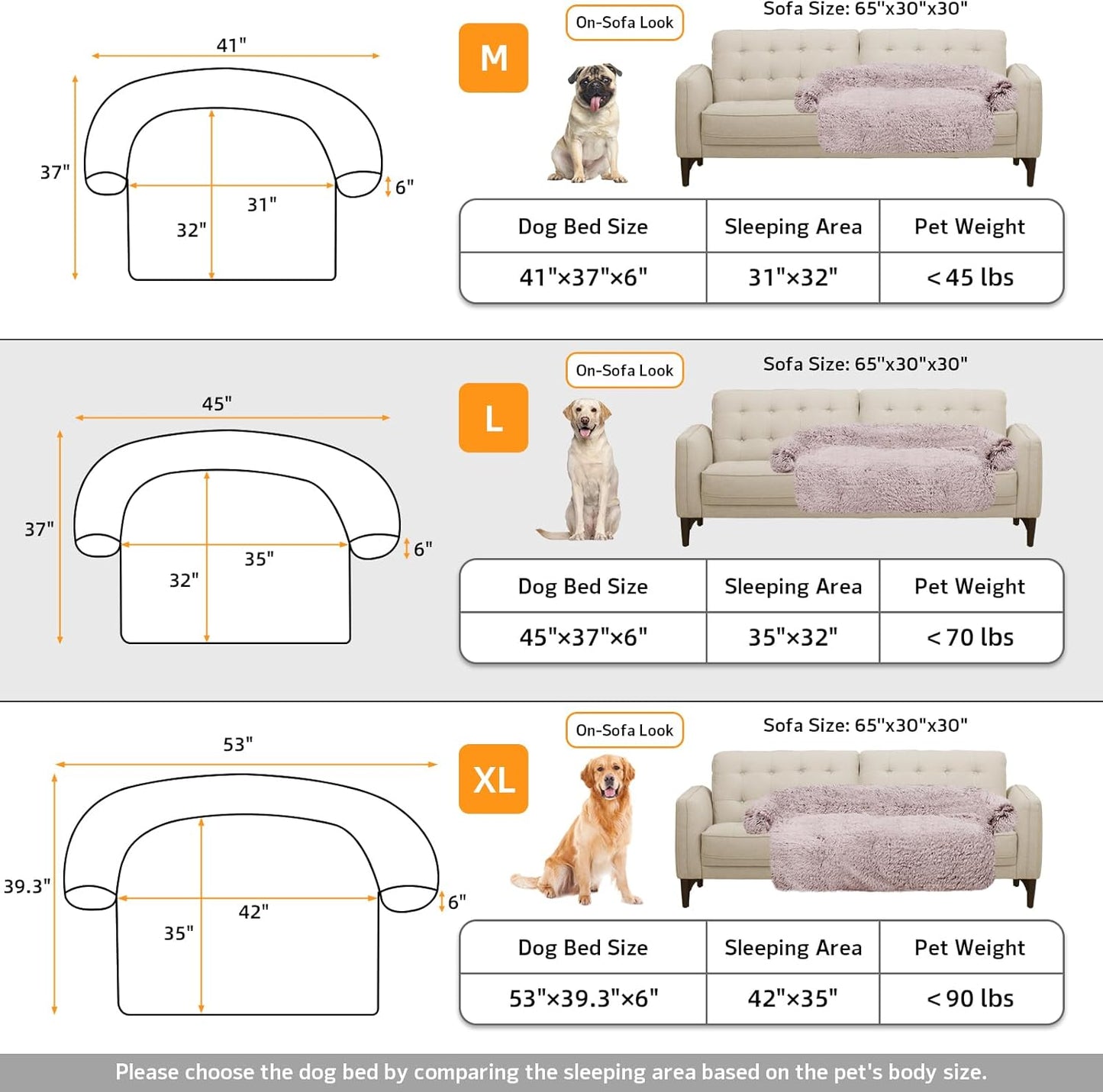 GGIB Calming Dog Bed Fluffy Plush Dog Mat for Furniture Protector with Removable Washable Cover for Large Medium Small Dogs and Cats (Large, Rust White)