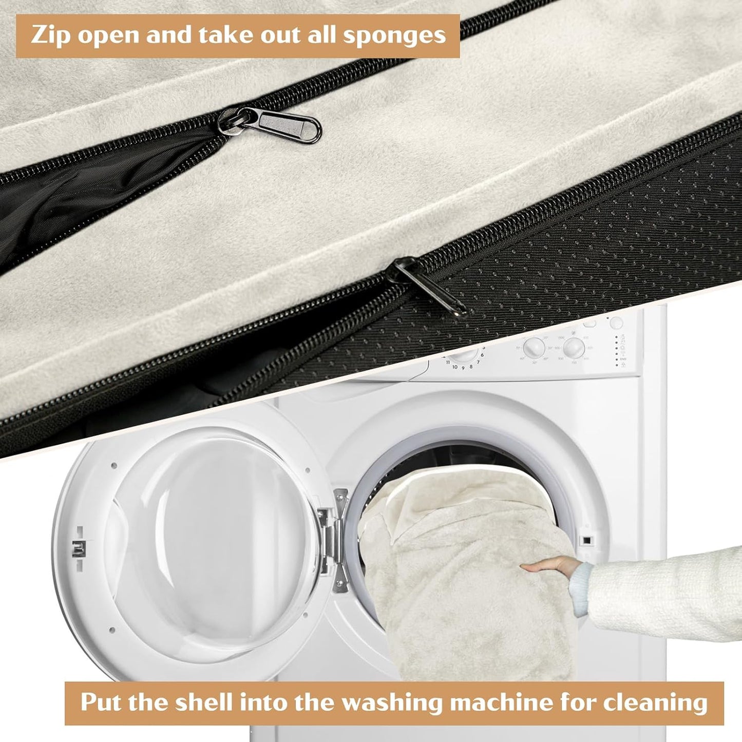 Comfort Expression XL Dog Beds for Extra Large Dogs, Waterproof Orthopedic Dog Bed with Bolster, Washable Pet Sofa Couch with Removable Cover & Non-Slip Bottom(X-Large,Beige)