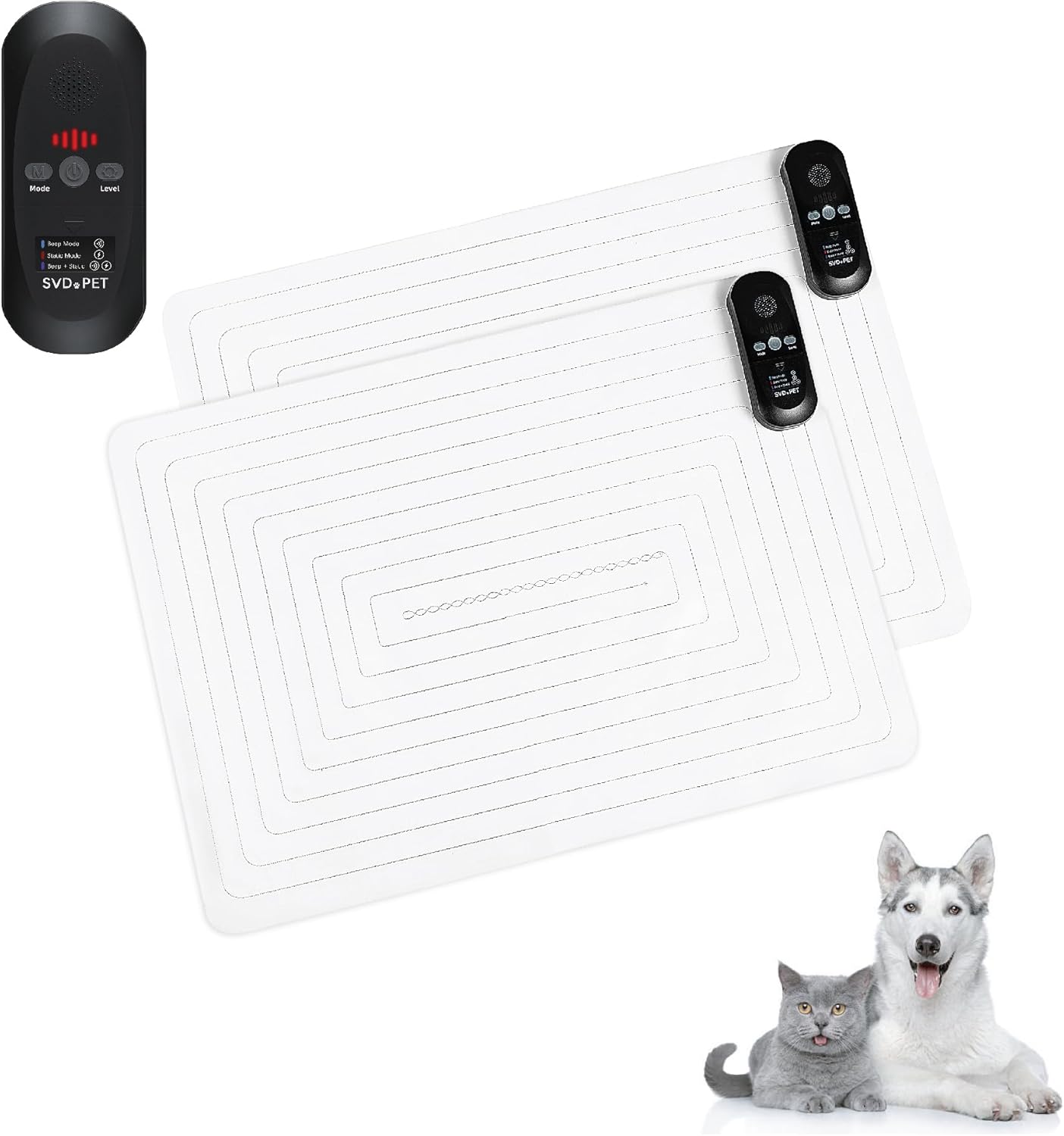 SVD.PET (2-Pack Pet Training Mat with Tester, Pet Shock Pad, Dogs & Cats Electronic Repellent mat for Indoor, 3 Training Modes, 5 Levels, Pet Safe Mode (Black controler 22" X 16")