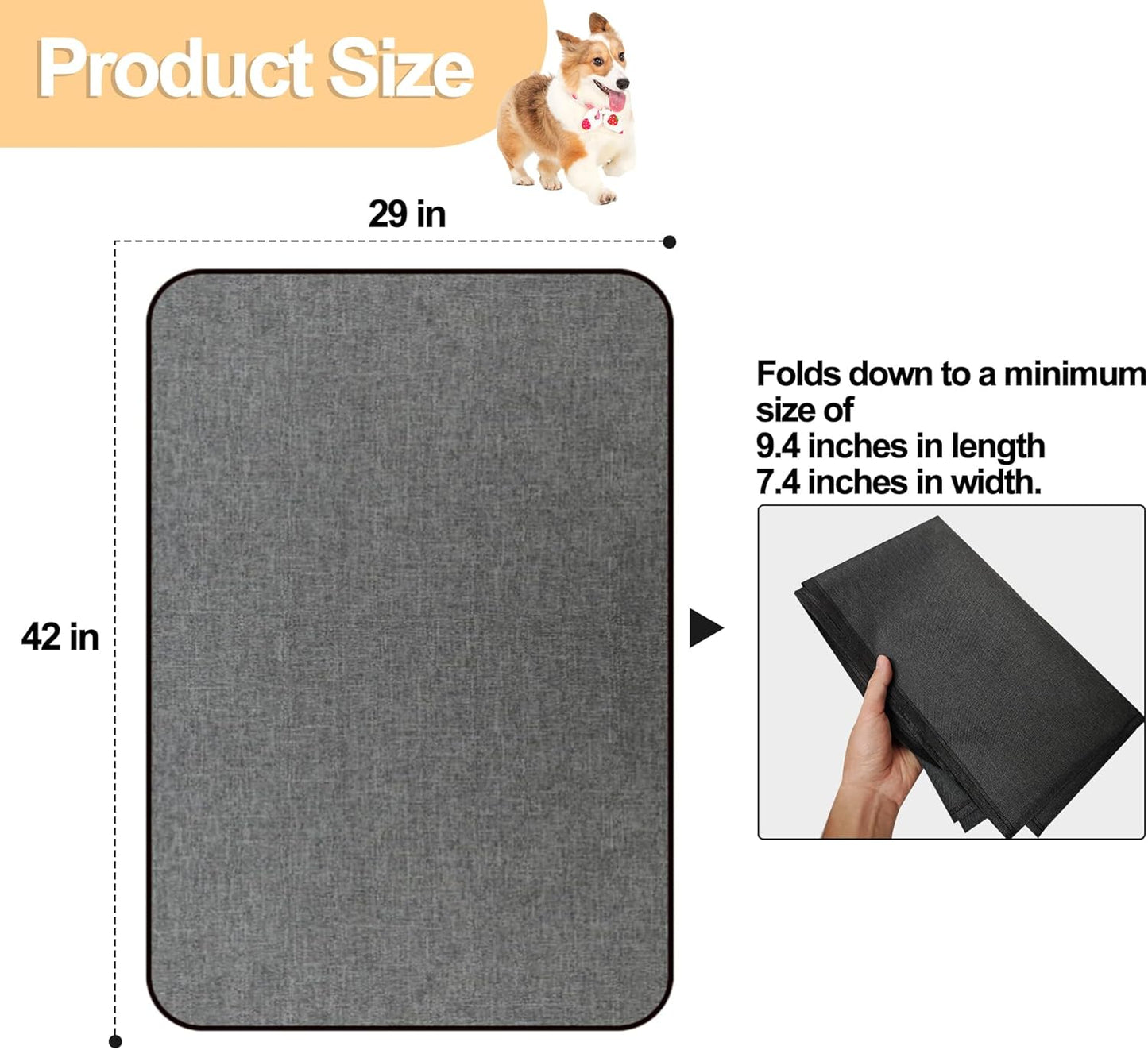 Dog Crate Mat Liner, Washable Pee Pads for Dogs, Absorbs Urine, Non-Slip, Waterproof Under Dog Crate Mat Floor Protector, Protects Floors from Wear and Scratches, (29"x42")