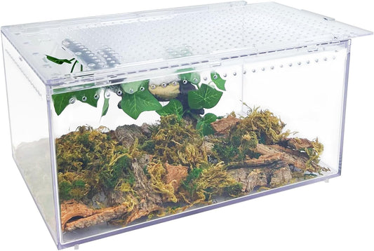 Reptile Terrarium Enclosure 12"X 8"X 6" Acrylic Tarantula Breeding Box Magnetic Hermit Crab Habitat Tank Transparent Jumping Spider Cage for Insect Snail Amphibians Sling Isopods (2.5 Gallon)