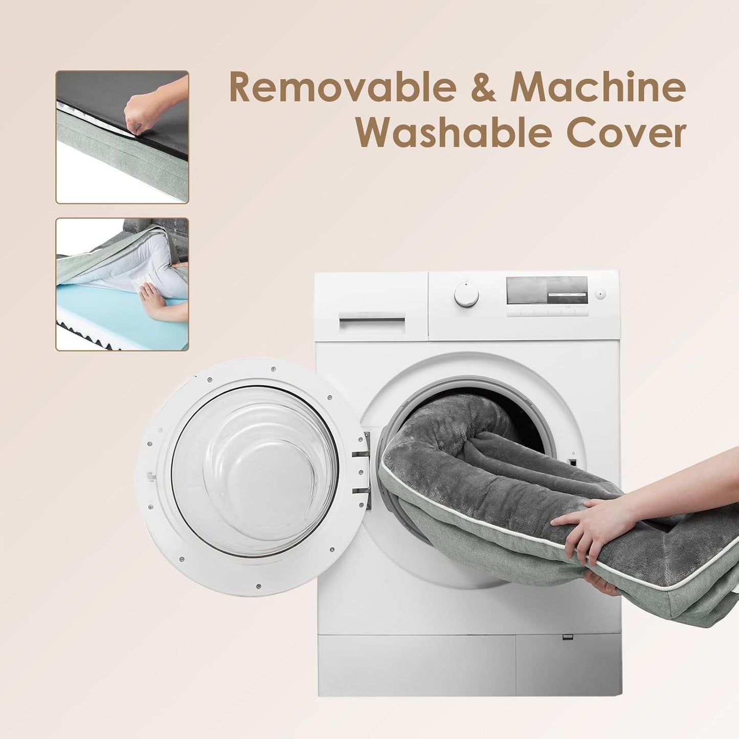 EHEYCIGA Orthopedic XL Dog Beds, Waterproof Memory Foam Dog Bed for Extra Large Dogs, Non-Slip Bottom and Egg-Crate Foam Big Pet Couch Bed with Washable Removable Cover, Greyish Green