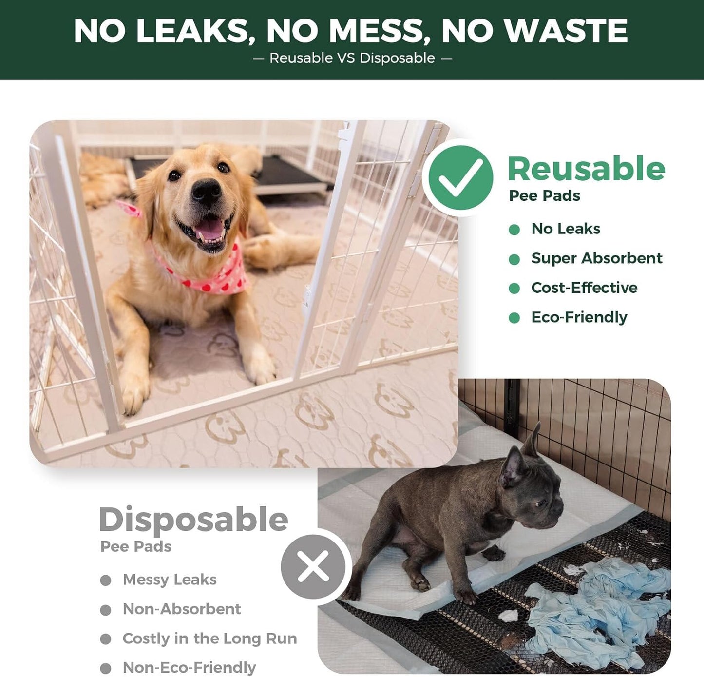 FXW Washable Pee Pads for Dogs, Puppy Pads with Super Absorbent, Specifically Designed for FXW Rollick/Homeplus 24inch 8 Panels Dog Playpen, 85" × 39" Rectangle, Khaki, 1 Pack