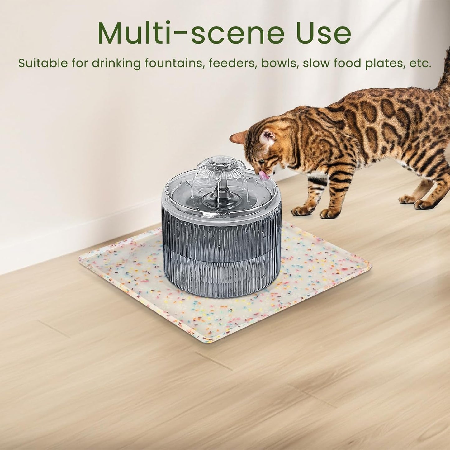 Ptlom Dog Food Mat Anti-Slip Dog Bowl Mats for Food and Water, Waterproof Pet Placemat Prevents Messy Spill to Floor, Silicone Puppy Feeding Tray for Small, Medium and Large Dogs Cats