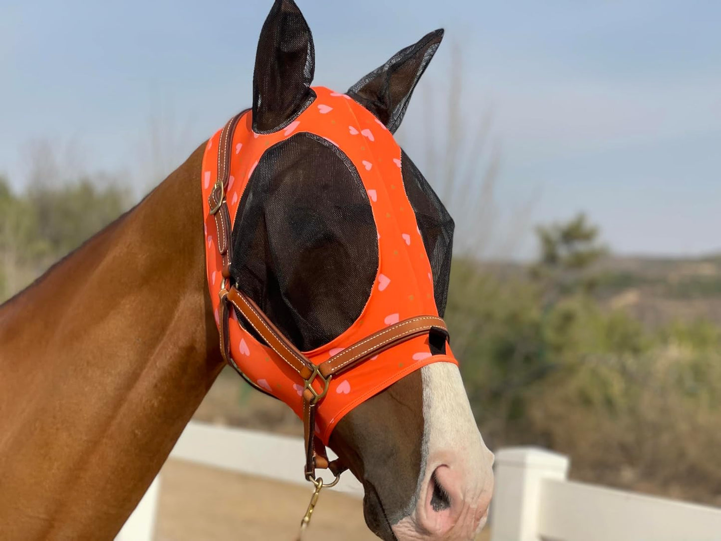 Horse Fly Mask Super Comfort Horse Elasticity Fly Mask with Ears We Only Make Products That Horses Like… (Orange, M)