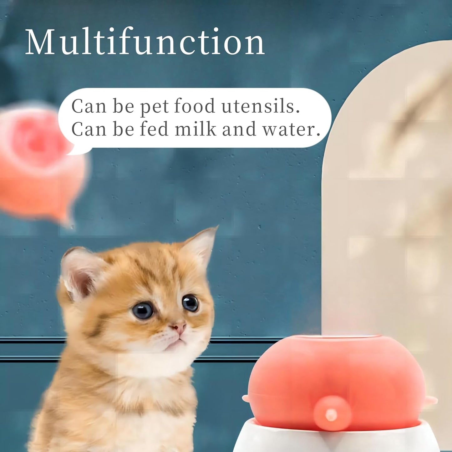 Puppy Feeder Milk Bowl, Silicone Puppy Bottle with 3 Nipples Bubble Pet Nursing Feeder for Doggie Cat Kittens Puppies Rabbits