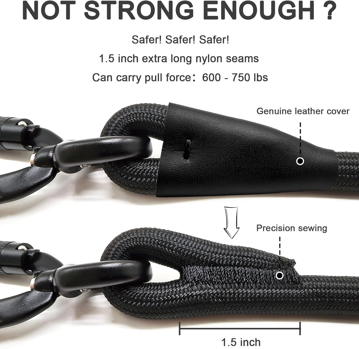 Rope Dog Leash with Two Handles, 6 Foot Heavy Duty Dog Leash with Aviation Aluminum Auto Locking Carabiner, Strong Nylon Pet Lead for Small, Medium, Large Dogs (Purple, 6FT-Two Handle)