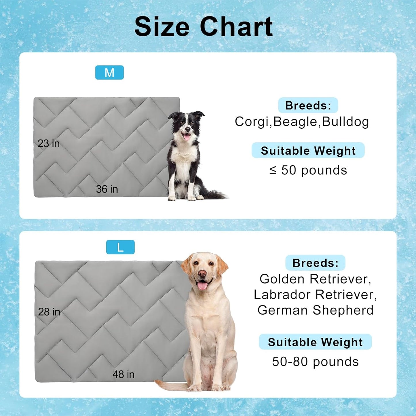 BEAUTYZOO Dog Cooling Mat for Large Dogs, 48"x28" Cooling Dog Bed Washable, Foldable Cat Ice Cool Pad for Summer, Reversible Pet Freeze Cushion Blanket for Kennel Cage Sofa Bed Floor Car Seat, Grey L