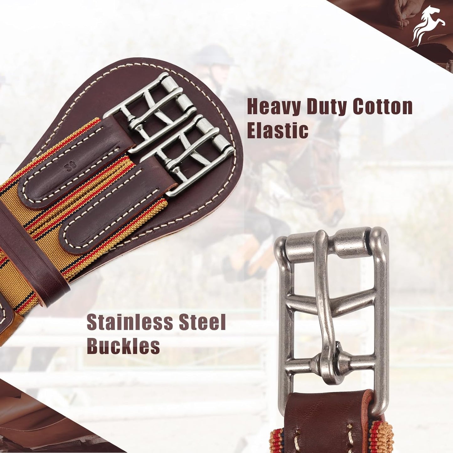 Jeereal English Dressage Girths,Breathable Horse Girth for English Saddle,Premium Equestrean Gear,Made Genuine Leather