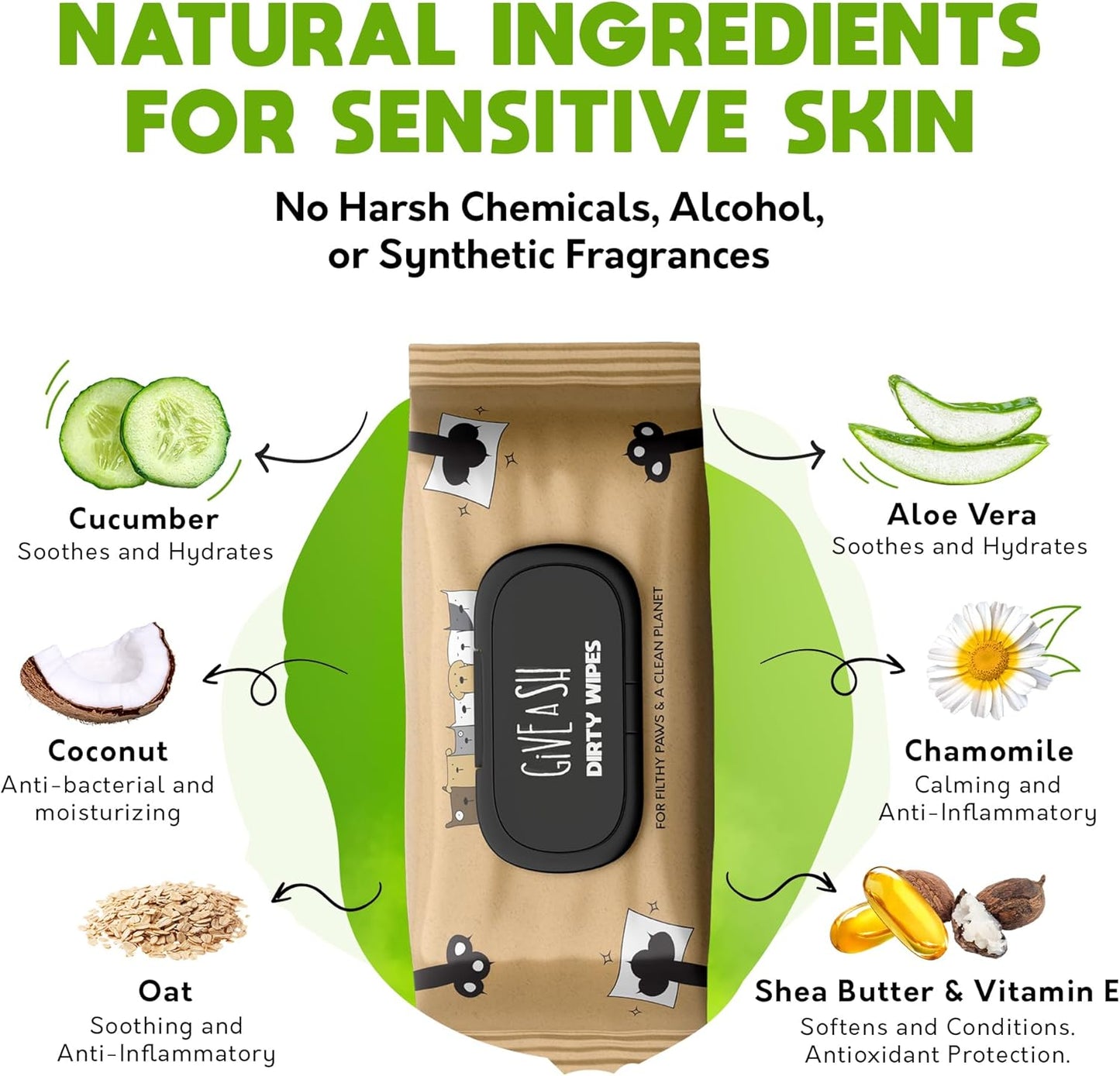 Lick-Safe Pet Wipes for Dogs & Cats - Vet-Approved & Hypoallergenic - Cleans Mud, Odors & Dander - Wipes for Paws, Face & Butt - 10% to Charity - Earth-Friendly & Unscented Cat Cleaning - Pack of 200