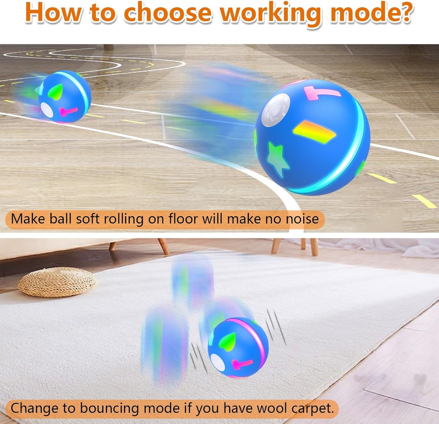 Interactive Dog Toys Ball,Automatic Moving Toy for Small/Medium Dogs,Motion Activated Bounce Ball,USB Rechargeable Dog Enrichment Toys to Keep Them Busy (Blue)