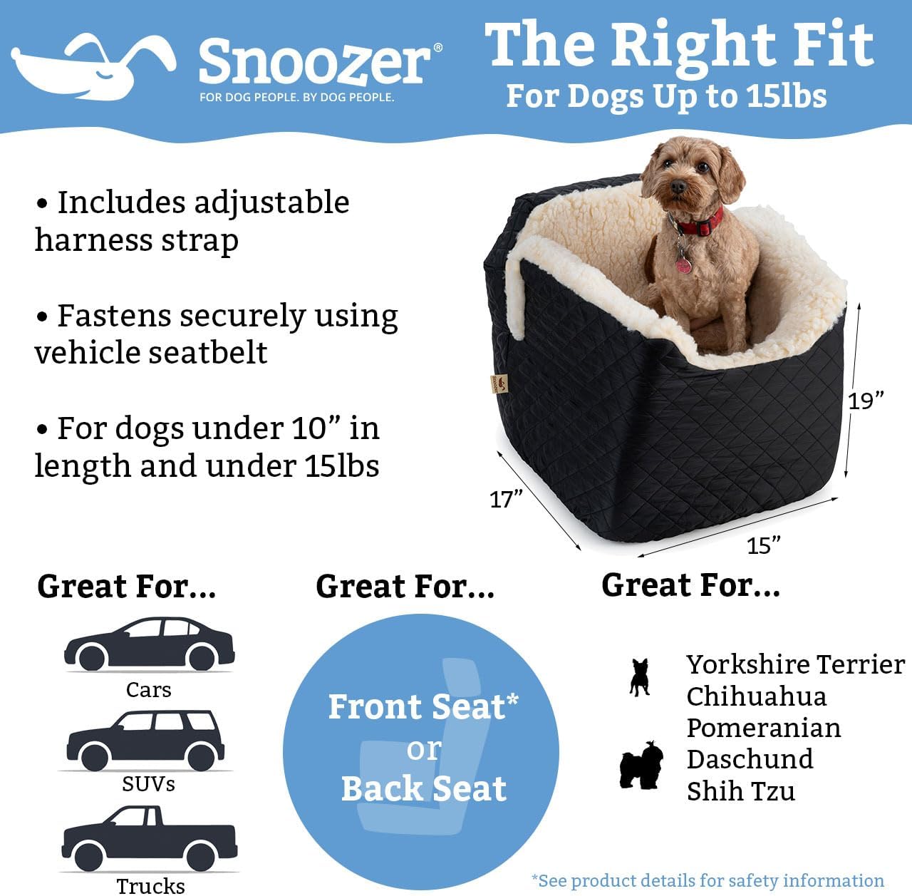 Snoozer Luxury Lookout Pet Car Seat, Small Luxury I, Navy Mutt