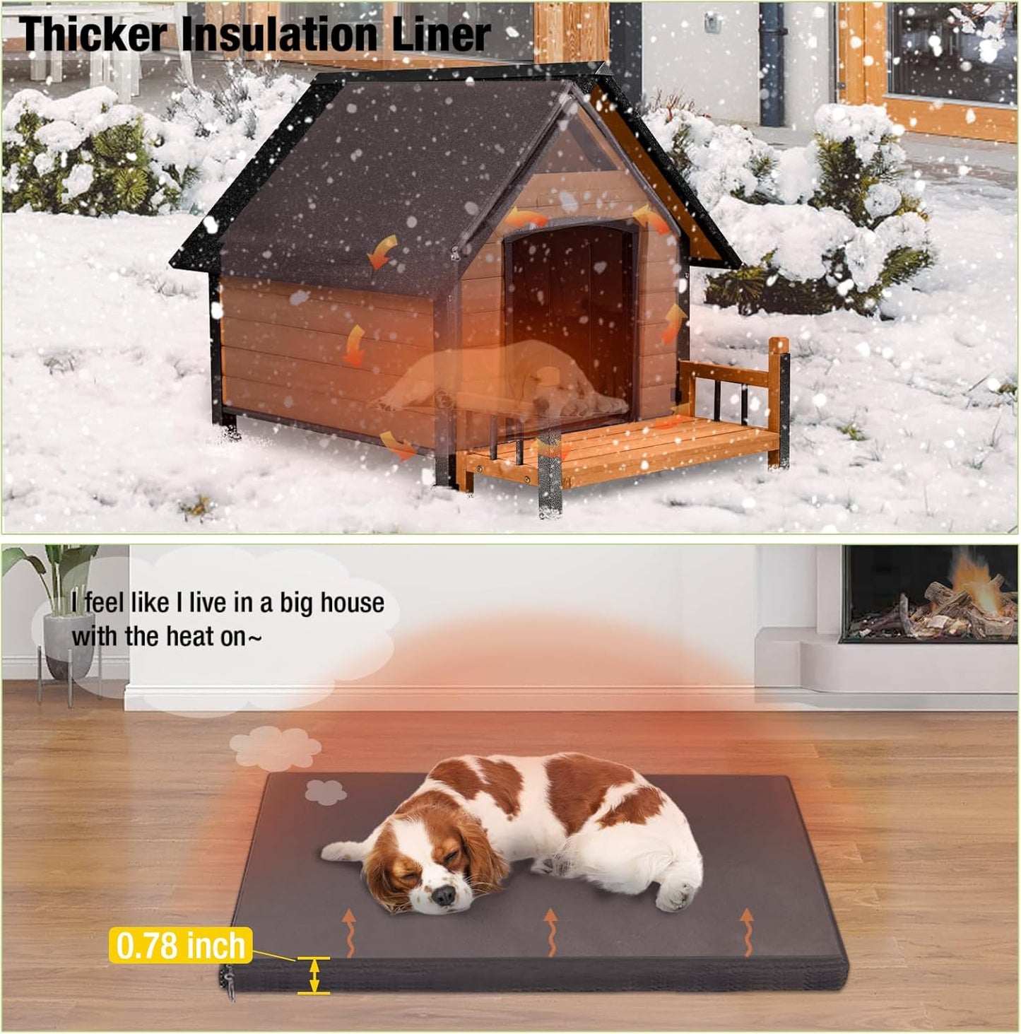 Dog House with Insulated Liner, Waterproof Dog Kennel for Small to Large Sized Dogs, Outdoor Doghouse 100% Insulated Puppy Shelter with Elevated Floor for Winter(Brown)