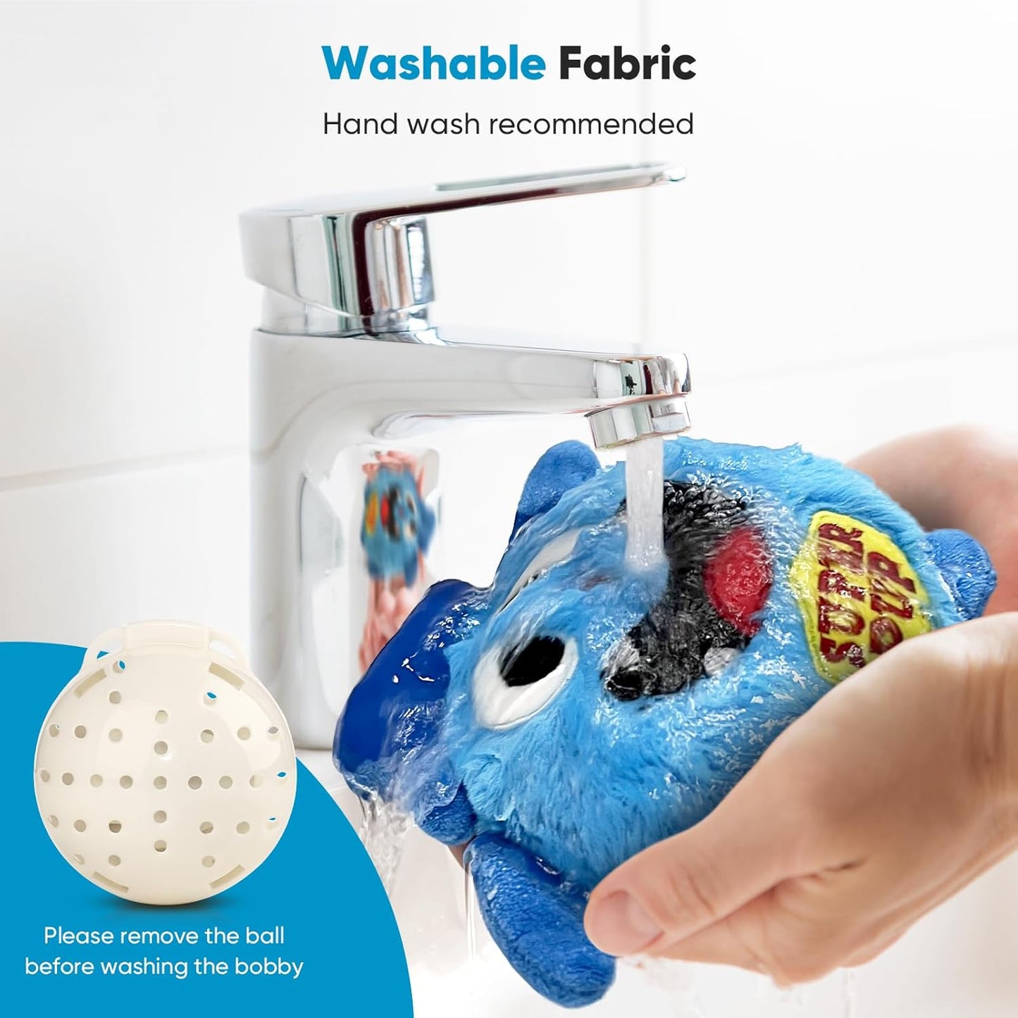 Petbobi Interactive Dog Toys for Boredom - Moving Dog Toy for Stimulating Play, Pet Plush Squeaky Ball for Small Medium Breeds with 4 Batteries, Blue