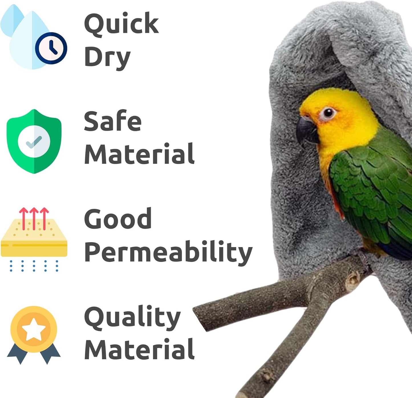SIMENA Bird Blanket for Cage, Corner Fleece Bed for Birds, Cozy Bird Warmer, Parrot House for Cage, Cuddle Nest Hanging Toy for Lovebirds Parakeet (Medium)