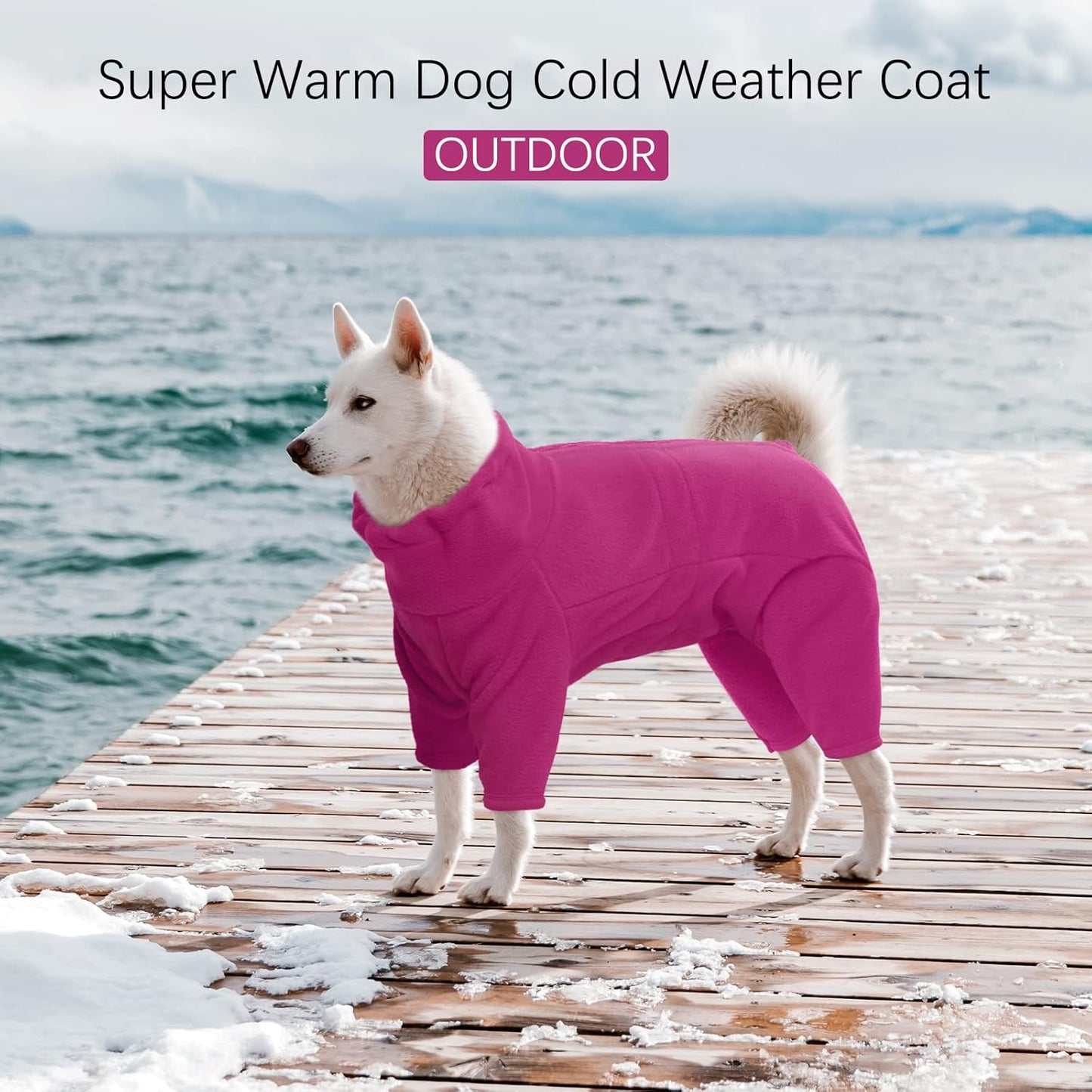 ROZKITCH Dog Thermal Bodysuit, Pet Windproof Warm Cold Weather Jacket Vest Cozy Jumpsuit Apparel Outfit Clothes for Large Giant Dog Walking Hiking Sleep Pink 3XL