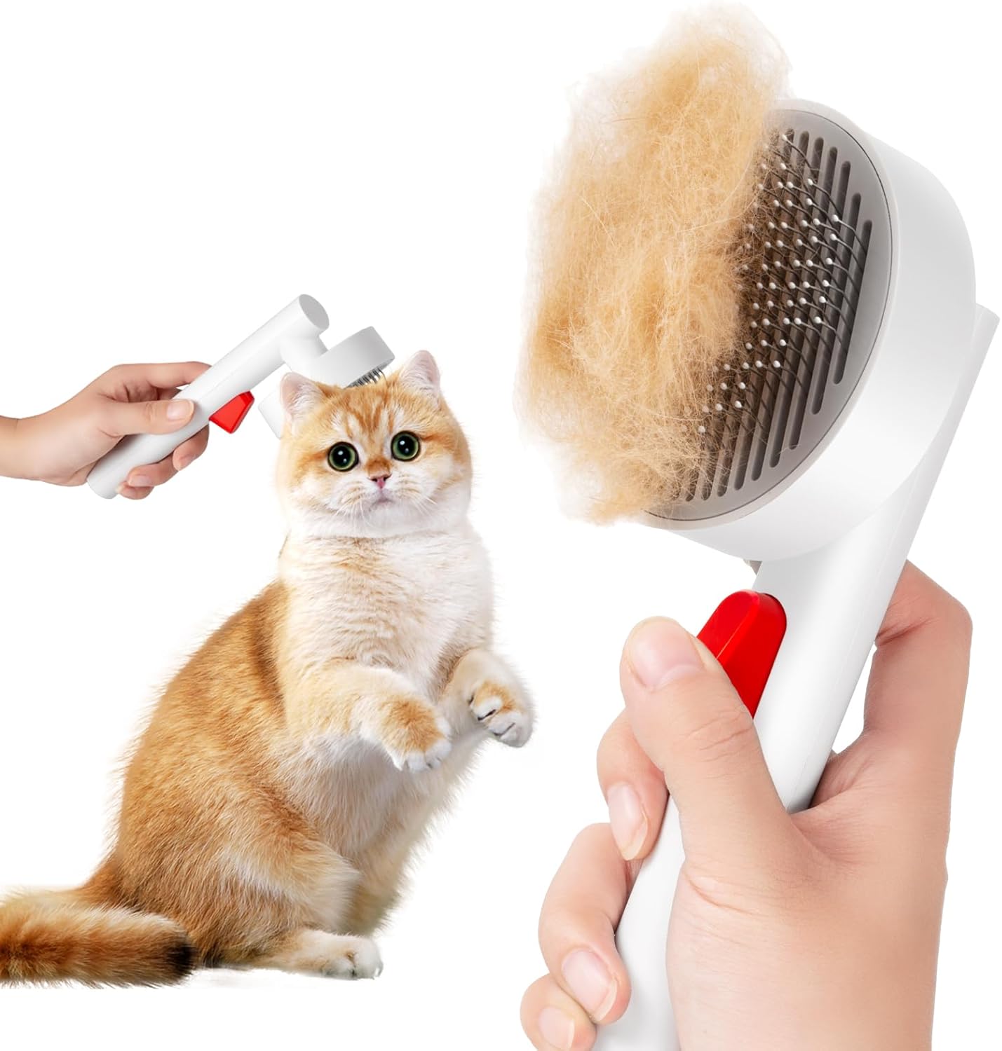 Cat Brush for Shedding with One-Click Button, Pet Comb for Indoor Cats, Suitable for Long or Short Haired Cats, Small and Medium Dogs, Grooming for Puppy Kitten Massage Removes Loose Fur