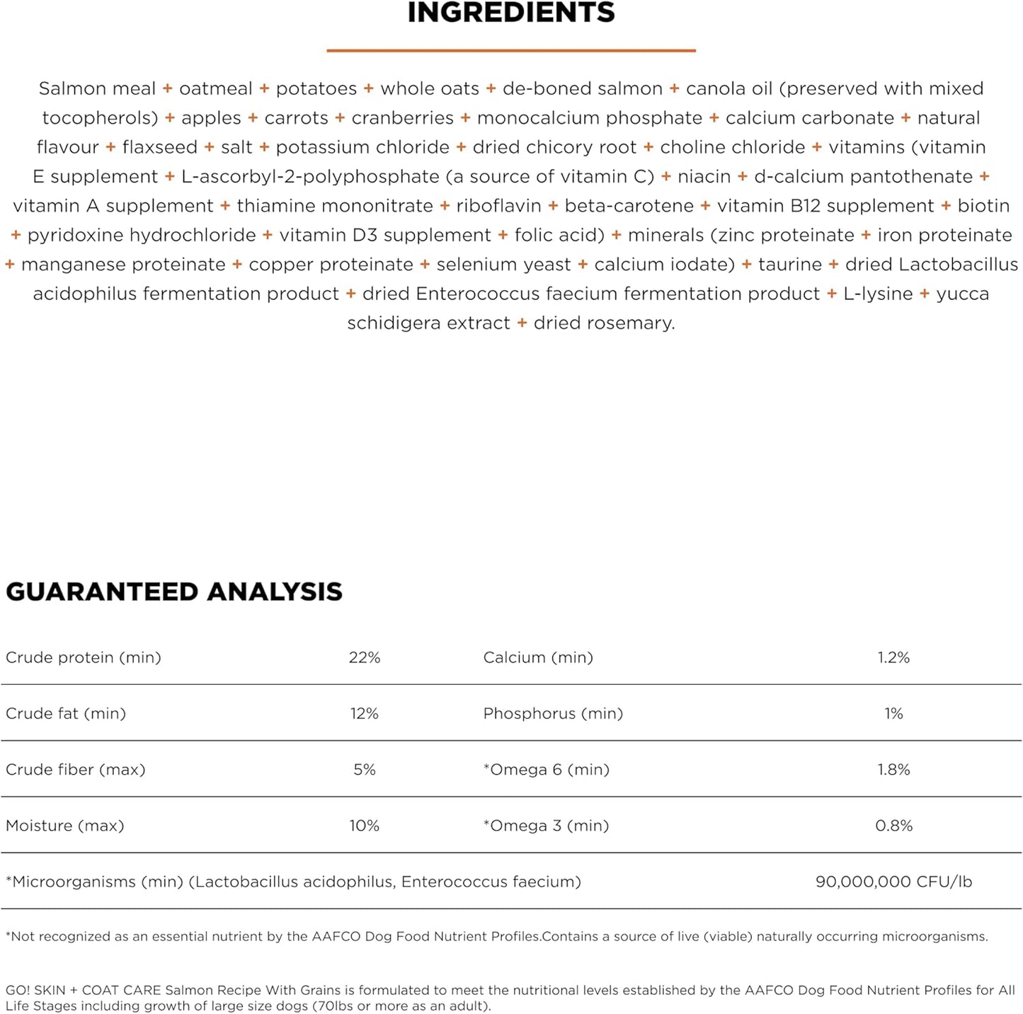 Go! Solutions Skin + Coat Care, Dry Dog Food, Salmon Recipe with Grains, 22 lb Bag
