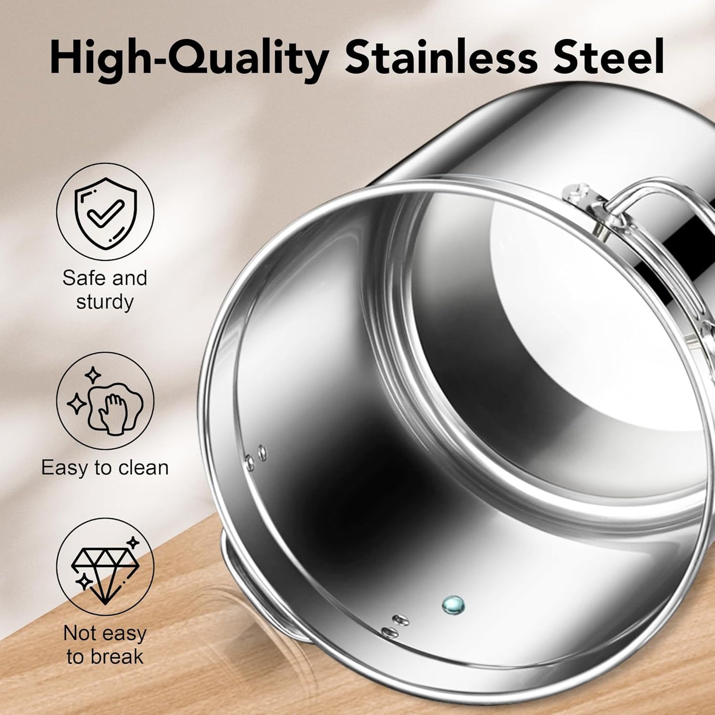 Dog Food Storage Containers, Large Stainless Steel Pet Food Storage Containers 25 lb / 11.5 kg to Keep Fresh, Metal Airtight Cat Food Containers With Scoop and 2 Small Containers