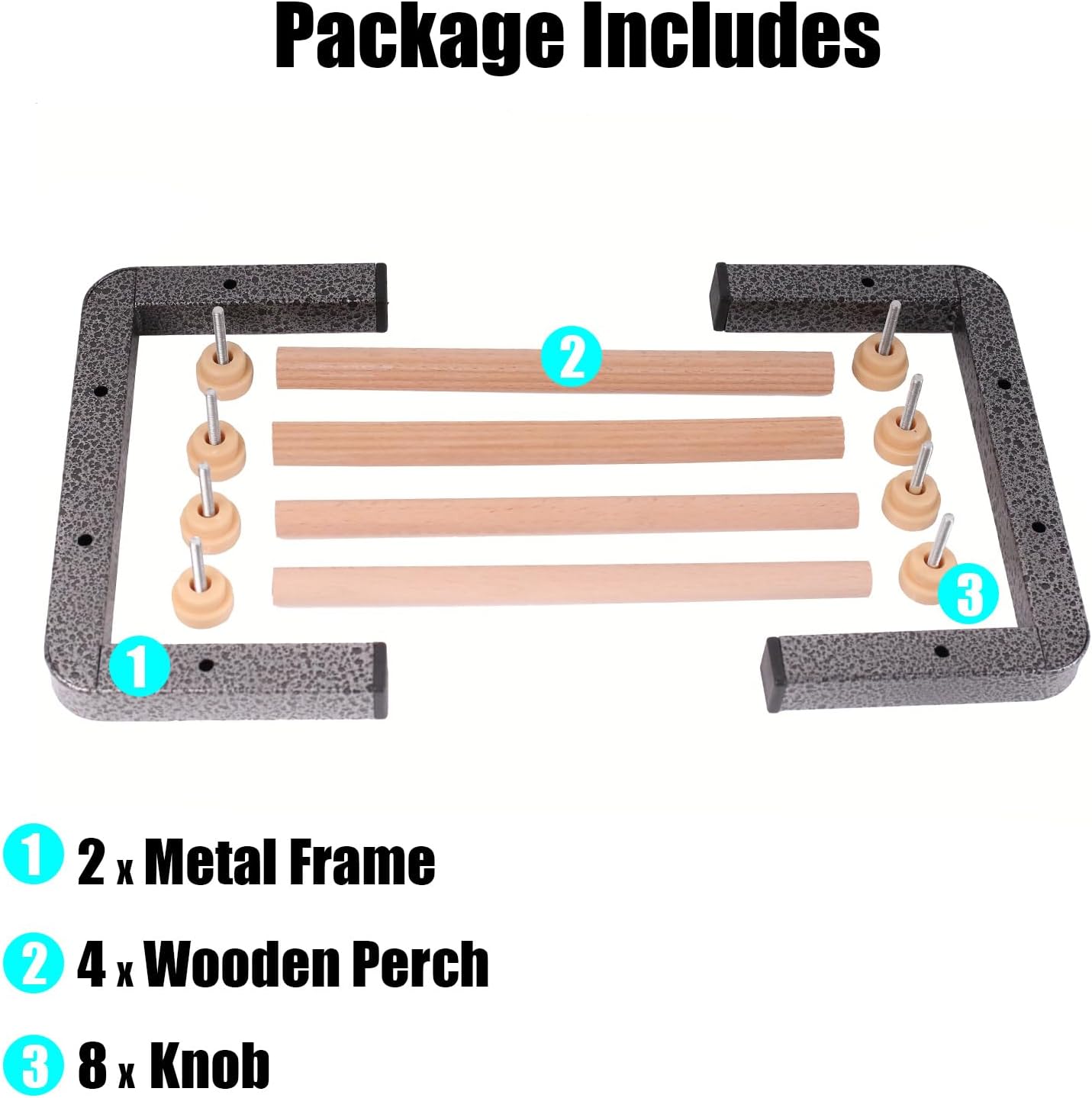 Small Bird Parrot Training Perch Stand for Parakeet Budgies Cockatiel Conure, Durable Heavy Duty Rustproof Metal Frame with 4 Wooden Bars for Bird to Play Climb and Exercise Table Toy