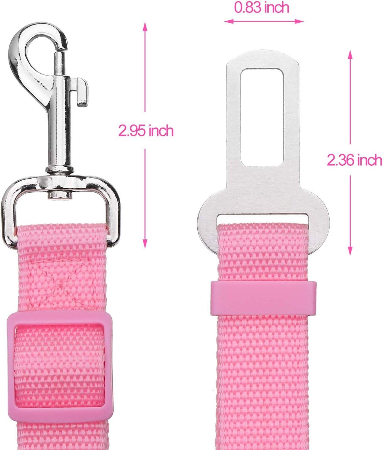 Elisel Elisel 2 Packs Adjustable Length Pet Dog Cat car seat Belt Pet seat Belt Pet Accessories for Dogs Cats and Pets (Black Pink)
